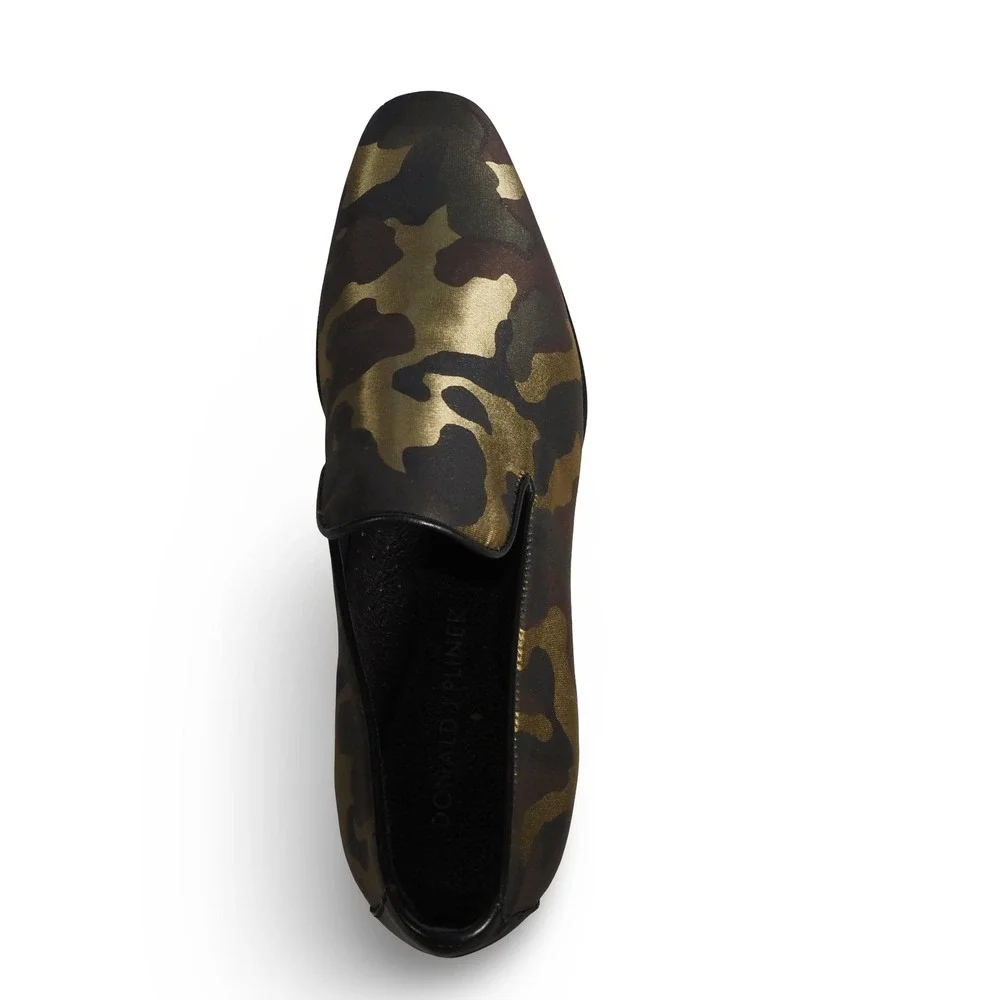 Donald‎ J Pliner Varden Camo Slip-on Loafers Italy Mens 8.5M Gold Green Brown